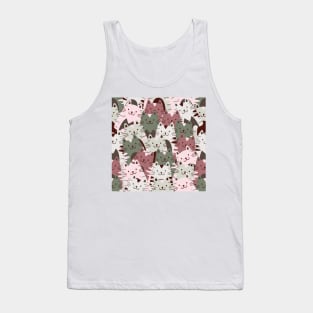 Cute Cats Pattern Green e Grey Tank Top